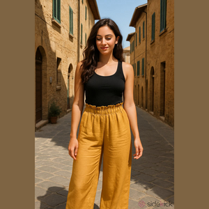 Faithful The Brand 100% Linen wide leg pants in mustard yellow size 2